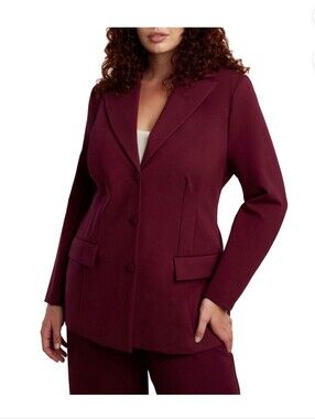 NWT Eloquii Plus Size The Ultimate Stretch Long Two Button Maroon Blazer 14